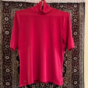 Lauren Ralph Lauren - XL - Stretchy Red Short Sleeved Turtleneck - Metal Detail